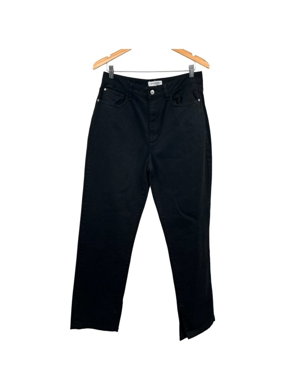 We Wore What Womens Straight Leg Jeans Slit Cuff High Rise Black Size 31 Waist